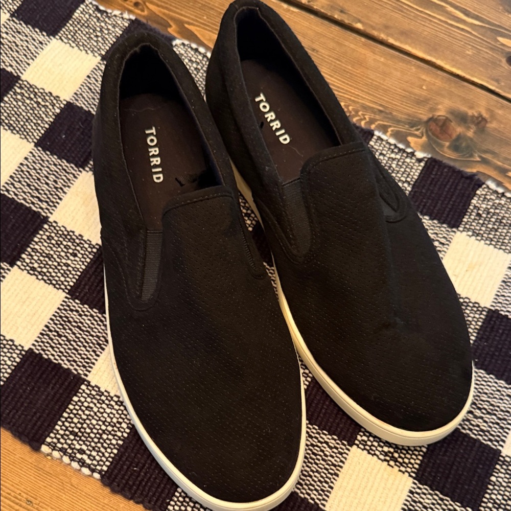Torrid Black Canvas Slip-On Loafers